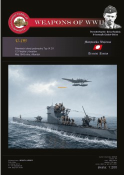 DKM U-boot Typ IXD1 - (U-195 Heinz Buchholz) i szkielet wycięty laserem oraz uzbrojenie żywica