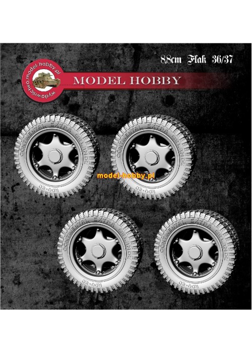 8,8cm Flak 36/37 - koła żywica (2 sztuki) (składane, ugięte opony)