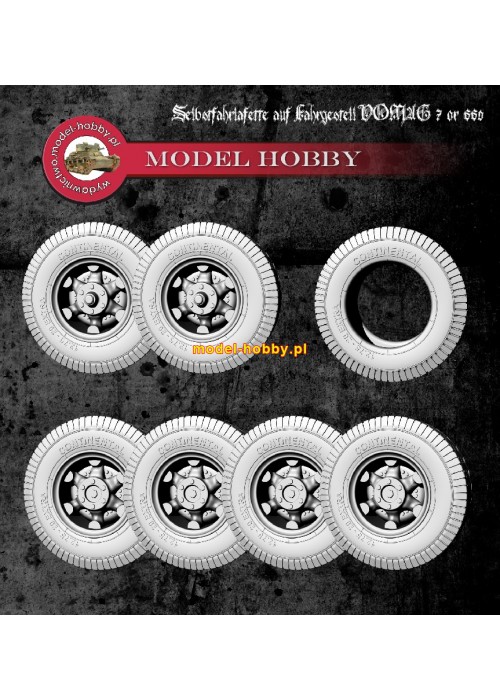 Selbstfahrlafette auf Fahrgestell VOMAG 7 oder 660 - koła żywica (2 sztuki) (składane, ugięte opony)