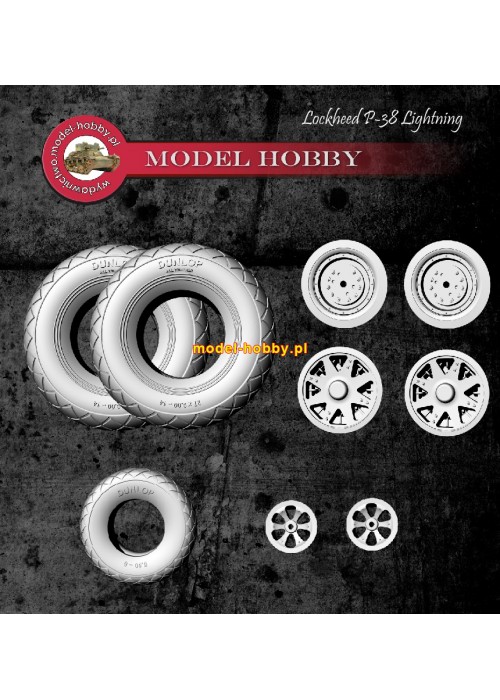 Lockheed P-38 Lightning  - koła żywica (składane)