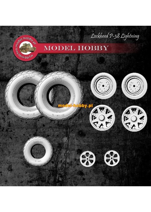 Lockheed P-38 Lightning - koła żywica (składane, ugięte opony)
