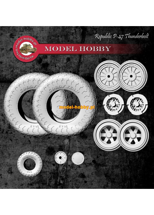 Republic P-47 Thunderbolt  - koła żywica (składane, ugięte opony)